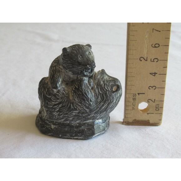 Vintage Lot of 3 Bear Figurines Panda Lomonosov Wolf Sculpture Canada Soapstone - Picture 9 of 12